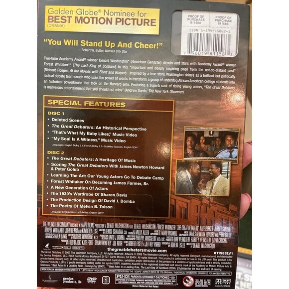 The Great Debaters DVD Movie Denzel Washington - Picture 2 of 2